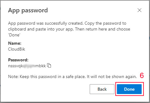 Copy app password