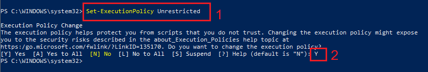 Set-ExecutionPolicy Unrestricted