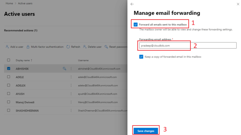 How to setup email forwarding in Office 365 user account