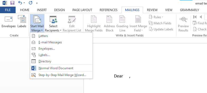 Click on start mail merge 3