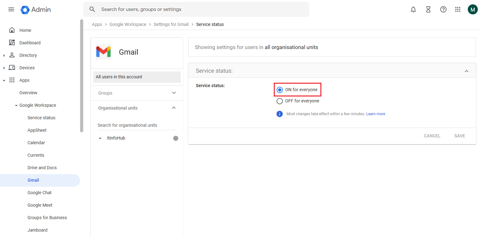 Gmail enabled or disabled