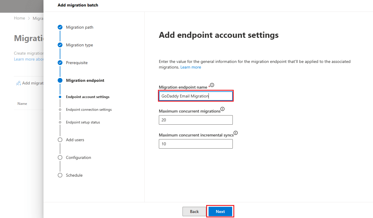 add migration endpoint settings for Godaddy