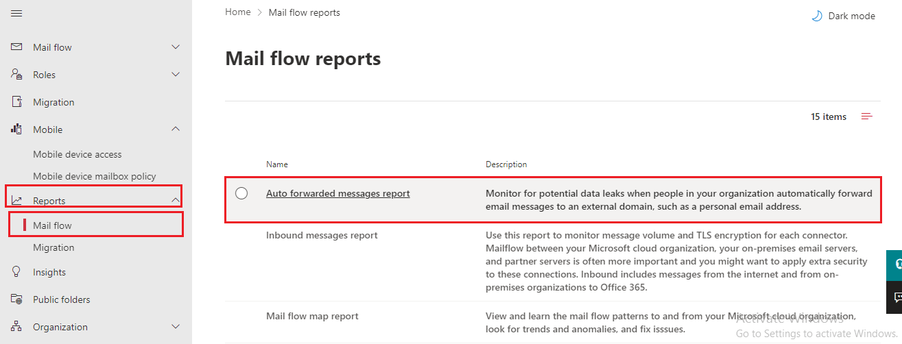 mail flow report