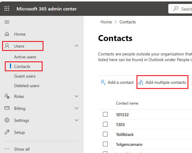 click on add multiple contacts