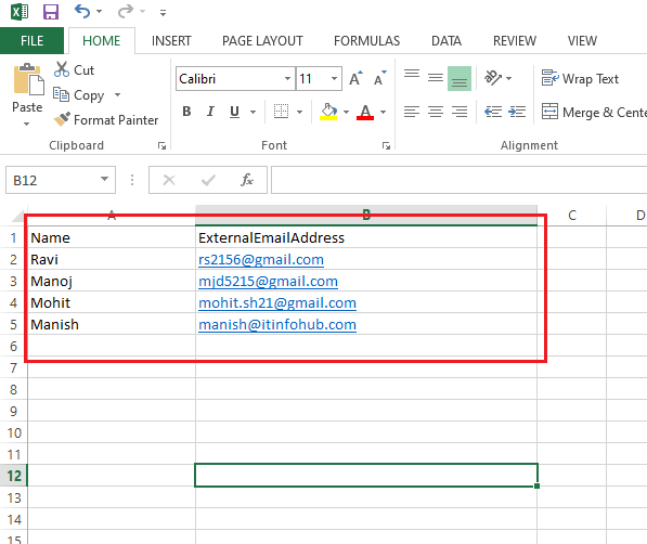 create csv for contacts