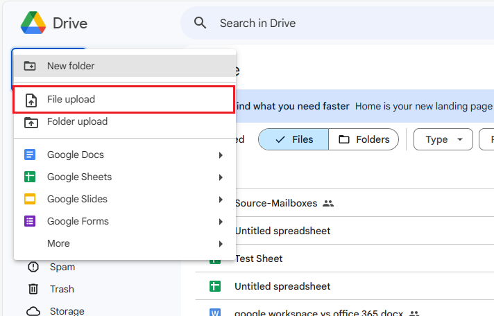 upload files to google drive