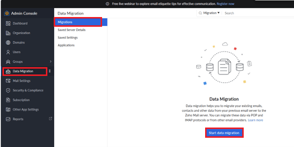 click on start data migration