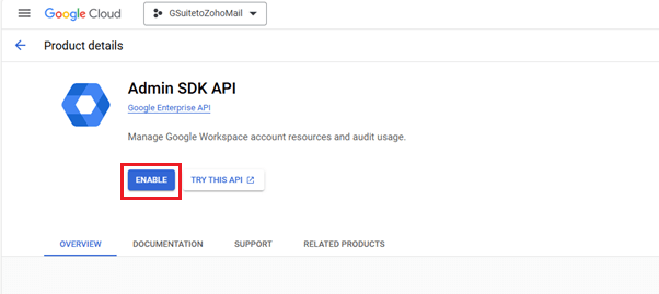 enable Admin SDK API