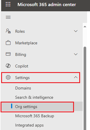 org settings