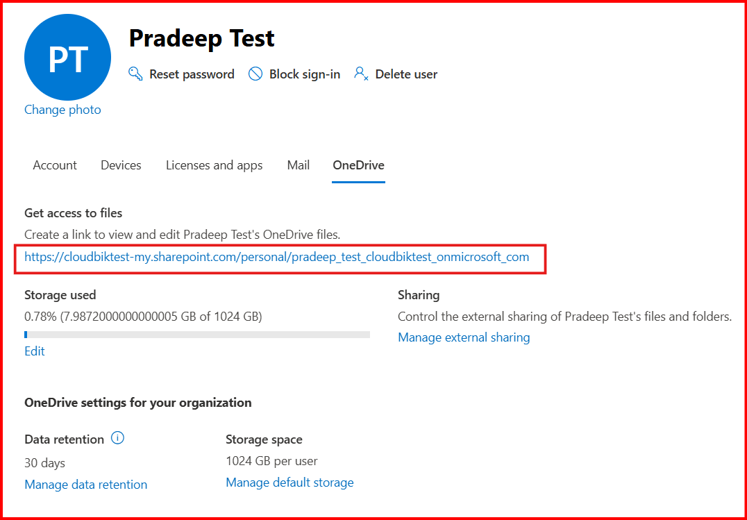 access another user's onedrive from admin center
