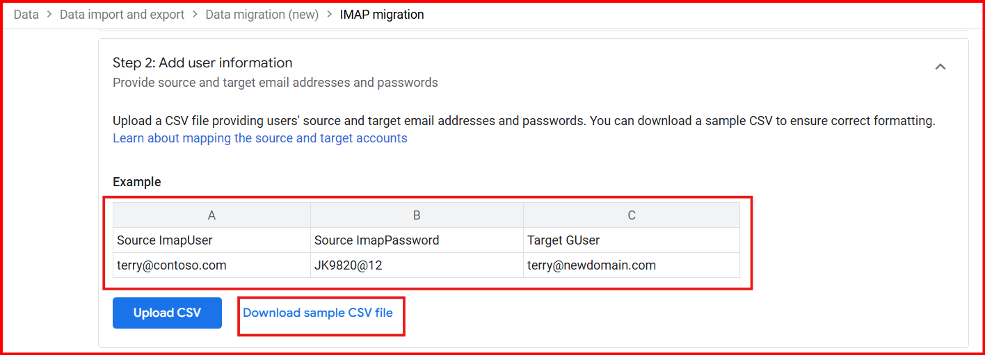 download sample csv for godaddy to google workspace migration